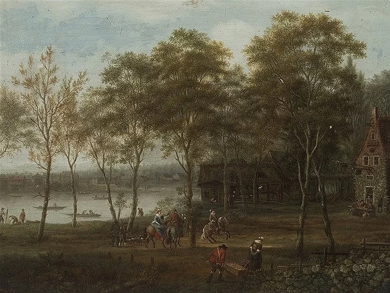 Johann Christian Vollerdt - Paesaggio con cavalieri